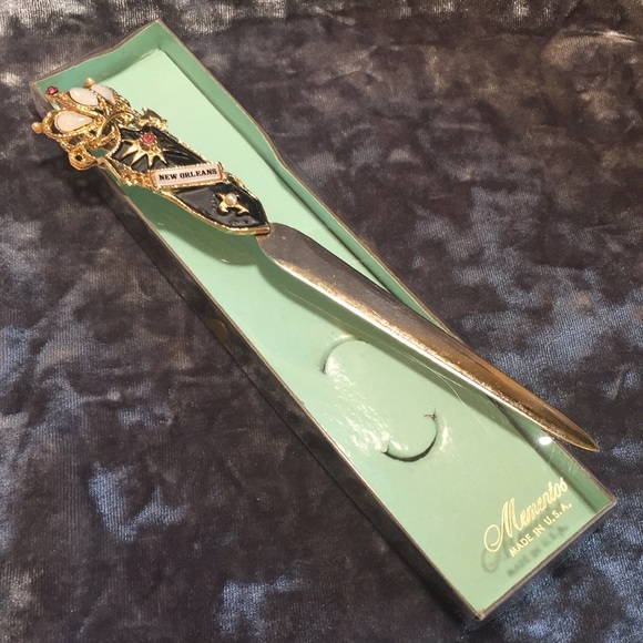 Vintage Accents New Orleans Jeweled Crown Letter Opener Vintage Mid
